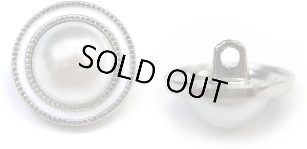 画像1: パールボタン 装飾 【シルバー 白フチ】 ホワイト 白 パール 8個入り 【18mm】ビジュー 飾り 縫製 袖口 きらきらぷんぷん丸 B-161 (1)