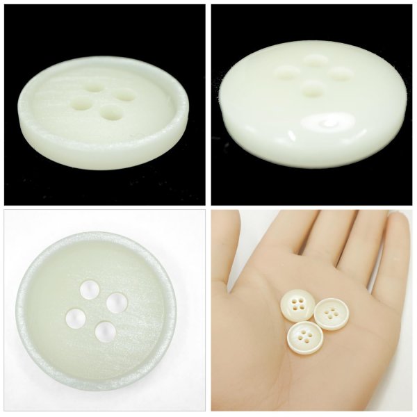 画像5: 樹脂ボタン マットライン【アイボリー】15mm 10個入 丸型 四つ穴 シンプル 手芸 服飾 付け替え ボタンマート B-1611 (5)