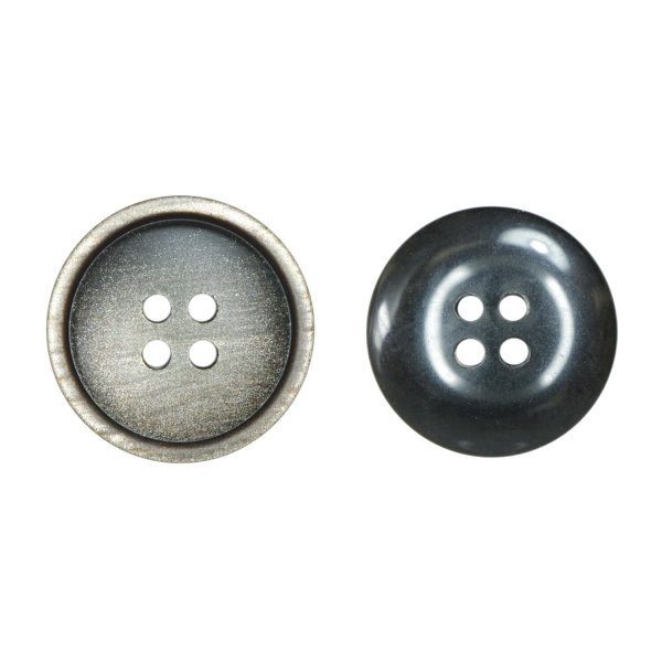 画像1: 樹脂ボタン マットライン【ブラウン】20mm 6個入 丸型 四つ穴 シンプル 手芸 服飾 付け替え ボタンマート B-1616 (1)