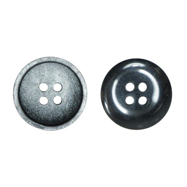 画像1: 樹脂ボタン マットライン【ブラック】18mm 8個入 丸型 四つ穴 シンプル 手芸 服飾 付け替え ボタンマート B-1618 (1)
