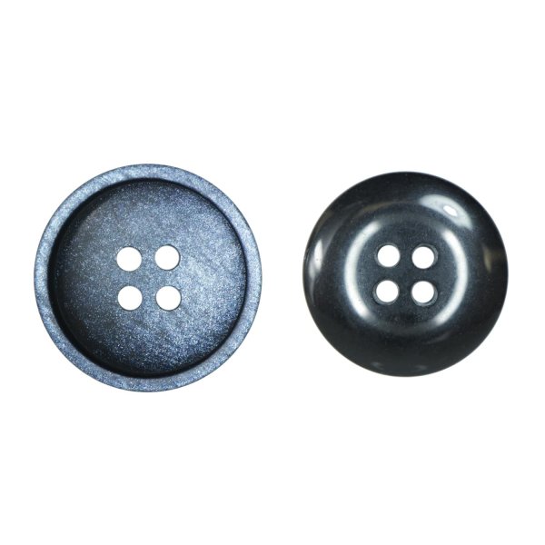 画像1: 樹脂ボタン マットライン【ネイビー】20mm 6個入 丸型 四つ穴 シンプル 手芸 服飾 付け替え ボタンマート B-1622 (1)
