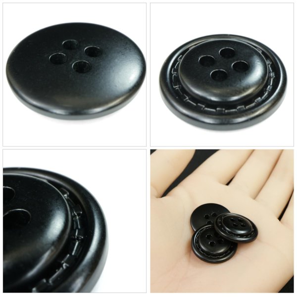 画像5: レザー調ボタン【ブラック】20mm 8個入 四つ穴 ステッチ風 丸型 手芸 服飾 付け替え きらきらぷんぷん丸 B-1625 (5)