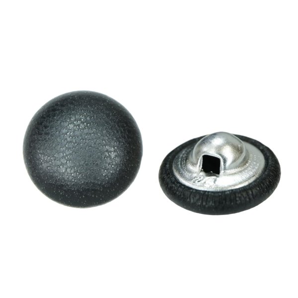 画像1: くるみボタン レザー調【ブラック】15mm 10個入 丸型 足つき シボ感 手芸 服飾 付け替え ボタンマート B-1629 (1)