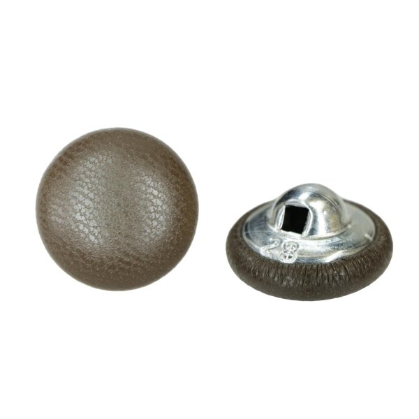 画像1: くるみボタン レザー調【ダークブラウン】18mm 8個入 丸型 足つき シボ感 手芸 服飾 付け替え ボタンマート B-1633 (1)