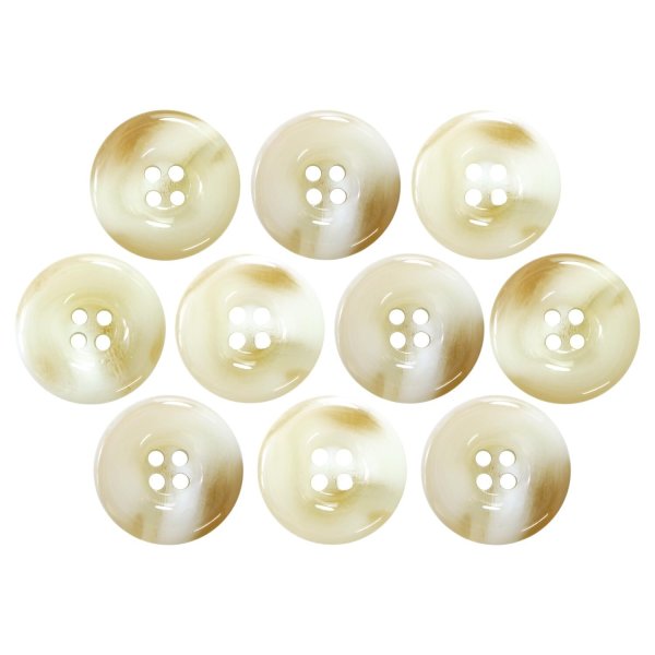 画像1: 樹脂ボタン マーブル風模様【アイボリー】15mm 10個入 ドーナツ型 四つ穴 手芸 服飾 付け替え ボタンマート B-1638 (1)