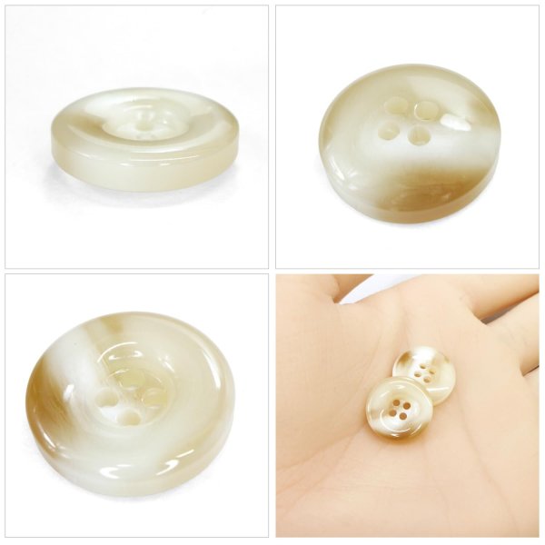 画像5: 樹脂ボタン マーブル風模様【アイボリー】15mm 10個入 ドーナツ型 四つ穴 手芸 服飾 付け替え ボタンマート B-1638 (5)
