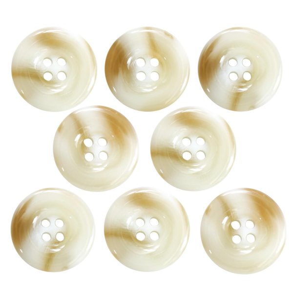 画像1: 樹脂ボタン マーブル風模様【アイボリー】18mm 8個入 ドーナツ型 四つ穴 手芸 服飾 付け替え ボタンマート B-1639 (1)
