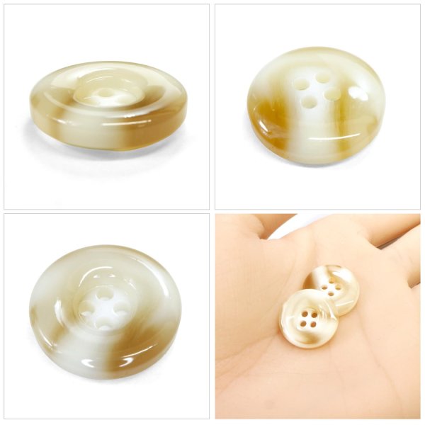 画像5: 樹脂ボタン マーブル風模様【アイボリー】18mm 8個入 ドーナツ型 四つ穴 手芸 服飾 付け替え ボタンマート B-1639 (5)