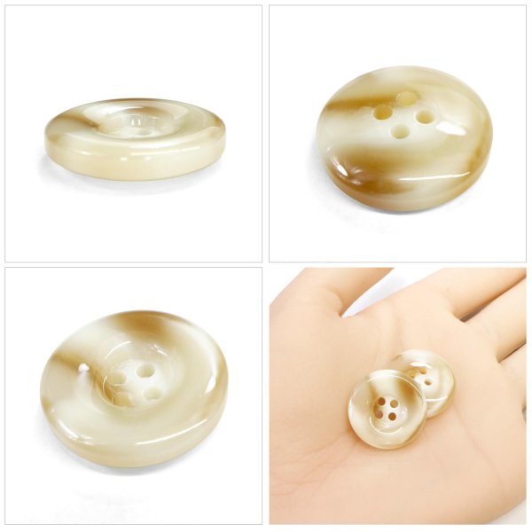 画像5: 樹脂ボタン マーブル風模様【アイボリー】21mm 6個入 ドーナツ型 四つ穴 手芸 服飾 付け替え ボタンマート B-1640 (5)