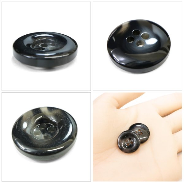画像5: 樹脂ボタン マーブル風模様【ブラック】18mm 8個入 ドーナツ型 四つ穴 手芸 服飾 付け替え ボタンマート B-1642 (5)