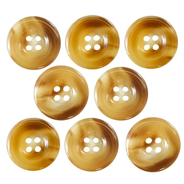 画像1: 樹脂ボタン マーブル風模様【ブラウン】18mm 8個入 ドーナツ型 四つ穴 手芸 服飾 付け替え ボタンマート B-1645 (1)