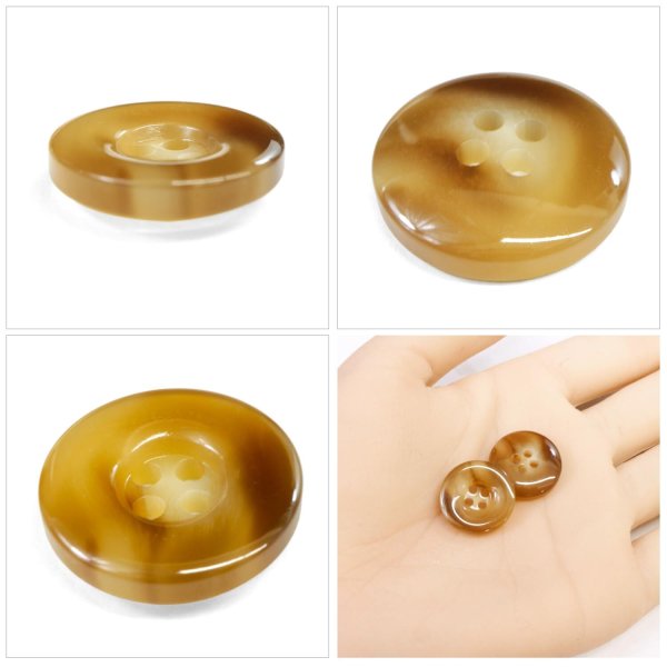 画像5: 樹脂ボタン マーブル風模様【ブラウン】18mm 8個入 ドーナツ型 四つ穴 手芸 服飾 付け替え ボタンマート B-1645 (5)