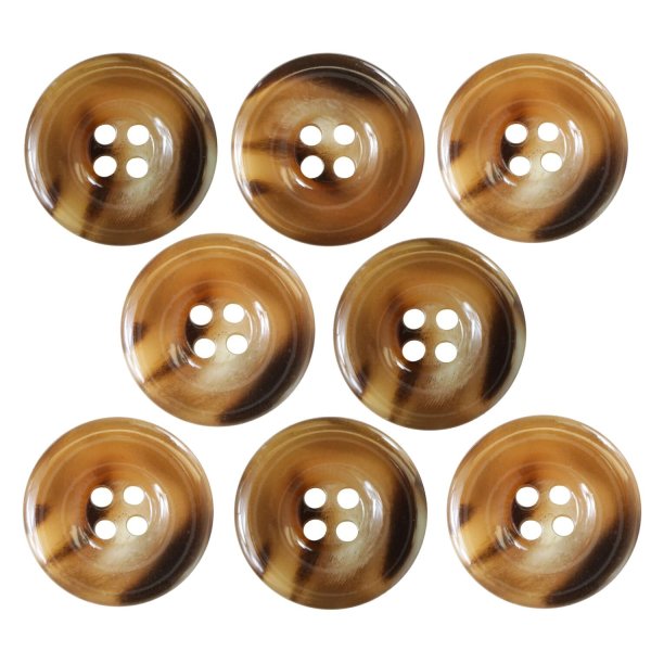 画像1: 樹脂ボタン マーブル風模様【ダークブラウン】18mm 8個入 ドーナツ型 四つ穴 手芸 服飾 付け替え ボタンマート B-1648 (1)