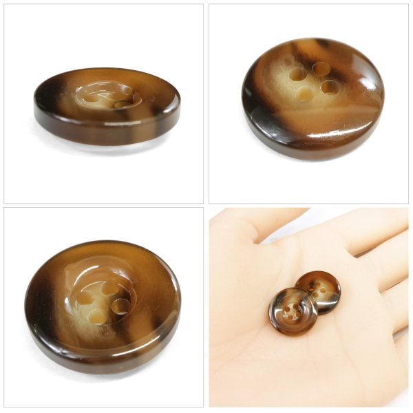 画像5: 樹脂ボタン マーブル風模様【ダークブラウン】18mm 8個入 ドーナツ型 四つ穴 手芸 服飾 付け替え ボタンマート B-1648 (5)
