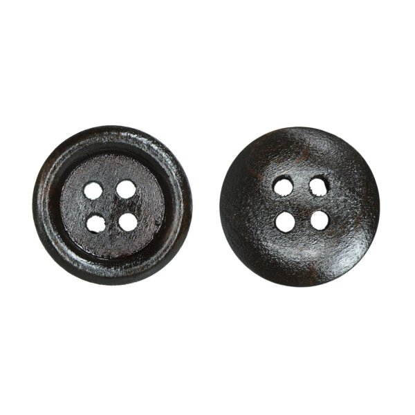 画像1: ウッドボタン【ダークブラウン】18mm 8個入 丸型 四つ穴 ラウンドリム 木製 手芸 服飾 付け替え きらきらぷんぷん丸 B-1664 (1)