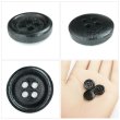 画像5: ウッドボタン【ブラック】15mm 10個入 丸型 四つ穴 ラウンドリム 木製 手芸 服飾 付け替え きらきらぷんぷん丸 B-1667 (5)