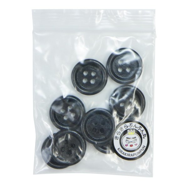 画像7: ウッドボタン【ブラック】18mm 8個入 丸型 四つ穴 ラウンドリム 木製 手芸 服飾 付け替え きらきらぷんぷん丸 B-1668 (7)