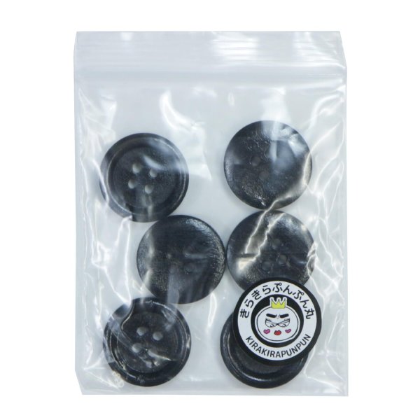 画像7: ウッドボタン【ブラック】20mm 6個入 丸型 四つ穴 ラウンドリム 木製 手芸 服飾 付け替え きらきらぷんぷん丸 B-1669 (7)