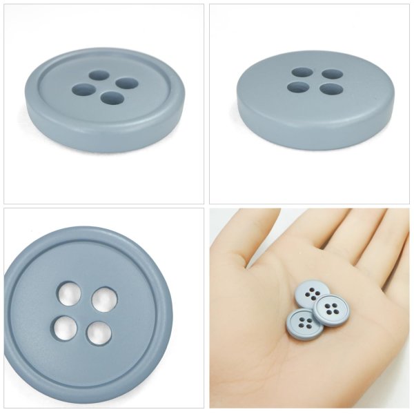 画像5: 樹脂ボタン【グレー】15mm 10個入 丸型 四つ穴 ラウンドリム 手芸 付け替え きらきらぷんぷん丸 B-1671 (5)