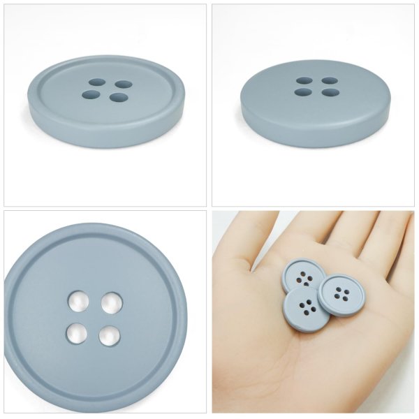 画像5: 樹脂ボタン【グレー】20mm 6個入 丸型 四つ穴 ラウンドリム 手芸 付け替え きらきらぷんぷん丸 B-1673 (5)