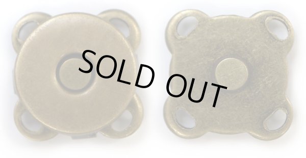 画像1: 磁気ボタン 【アンティーク ゴールド】 金 縫い付けタイプ 打ち具不要 マグネットボタン 5個入り 【10mm】 ボタンマート B-168 (1)