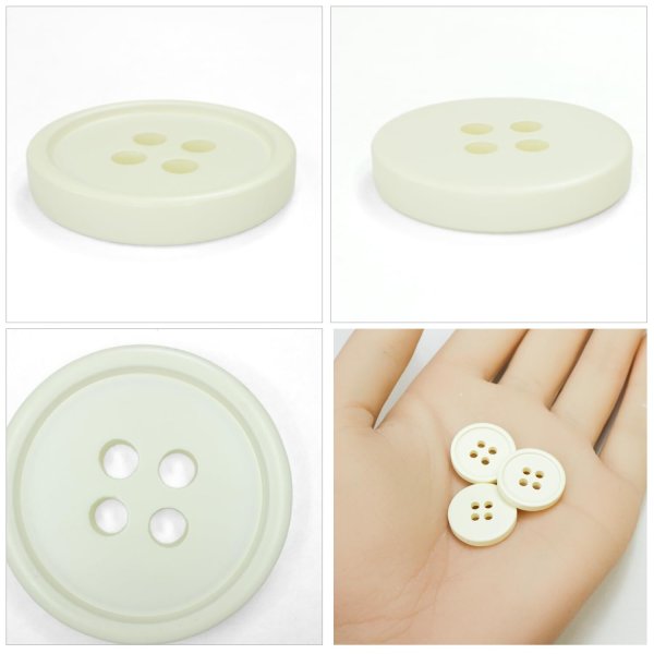画像5: 樹脂ボタン【アイボリー】18mm 8個入 丸型 四つ穴 ラウンドリム 手芸 付け替え きらきらぷんぷん丸 B-1680 (5)