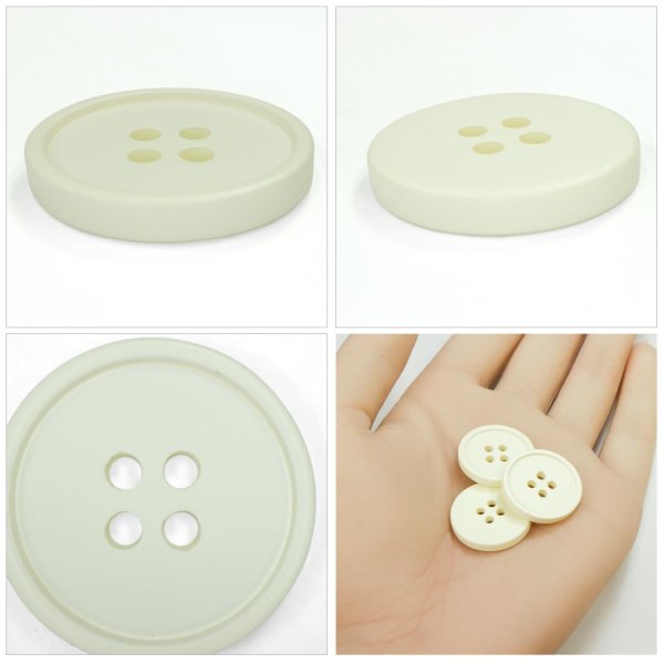 画像5: 樹脂ボタン【アイボリー】20mm 6個入 丸型 四つ穴 ラウンドリム 手芸 付け替え きらきらぷんぷん丸 B-1681 (5)