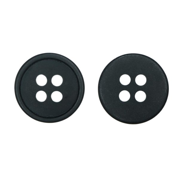 画像1: 樹脂ボタン【ブラック】11.5mm 15個入 丸型 四つ穴 ラウンドリム 手芸 付け替え きらきらぷんぷん丸 B-1682 (1)