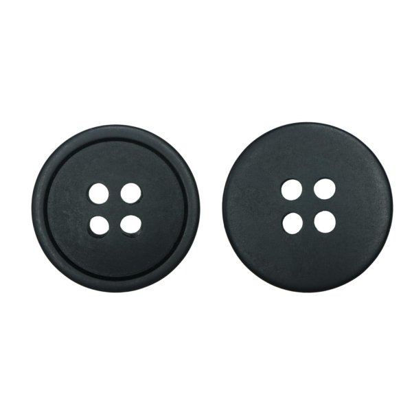 画像1: 樹脂ボタン【ブラック】18mm 8個入 丸型 四つ穴 ラウンドリム 手芸 付け替え きらきらぷんぷん丸 B-1684 (1)