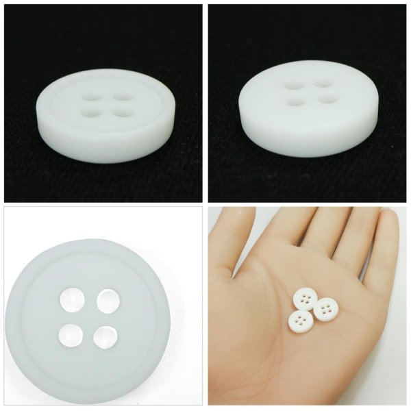 画像5: 樹脂ボタン【ホワイト】11.5mm 15個入 丸型 四つ穴 ラウンドリム 手芸 付け替え きらきらぷんぷん丸 B-1686 (5)