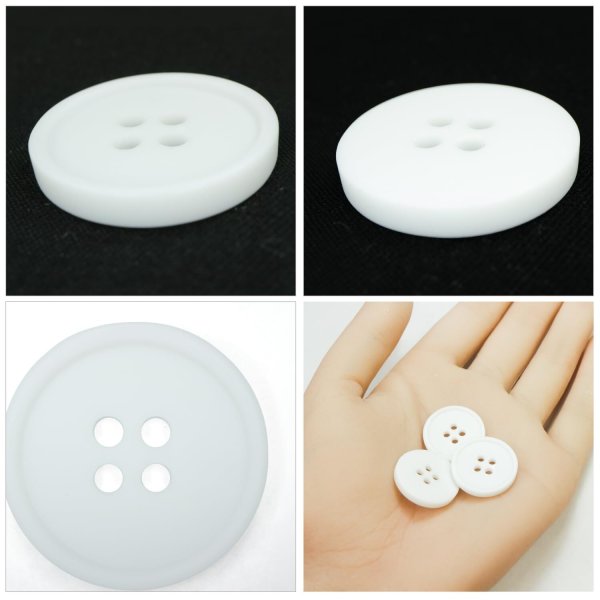 画像5: 樹脂ボタン【ホワイト】20mm 6個入 丸型 四つ穴 ラウンドリム 手芸 付け替え きらきらぷんぷん丸 B-1689 (5)