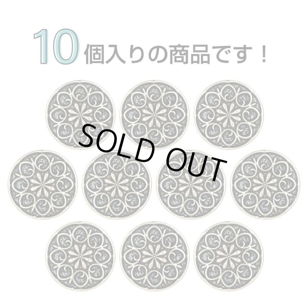 画像4: フラワーメタルボタン アンティーク調【ゴールド&ブラック】15mm 10個入 丸型 足つき 花柄 手芸 服飾 きらきらぷんぷん丸 B-1702 (4)
