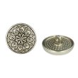 画像1: フラワーメタルボタン アンティーク調【ブロンズ】17.5mm 8個入 丸型 足つき 花柄 手芸 服飾 きらきらぷんぷん丸 B-1709 (1)