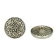 画像1: フラワーメタルボタン アンティーク調【ブロンズ】20mm 6個入 丸型 足つき 花柄 手芸 服飾 きらきらぷんぷん丸 B-1710 (1)