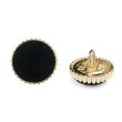 画像1: フロッキーボタン【ブラック】12.5mm 10個入 丸型 足つき ゴールド縁 手芸 服飾 付け替え ボタンマート B-1767 (1)