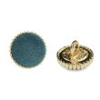 画像1: フロッキーボタン【ネイビー】12.5mm 10個入 丸型 足つき ゴールド縁 手芸 服飾 付け替え ボタンマート B-1768 (1)