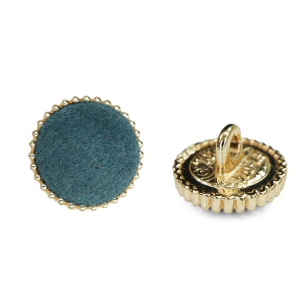 画像1: フロッキーボタン【ネイビー】12.5mm 10個入 丸型 足つき ゴールド縁 手芸 服飾 付け替え ボタンマート B-1768 (1)