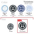 画像3: 四つ穴樹脂ボタン【ブラック&ホワイト】11.5mm 10個入 丸型 ツートン 手芸 服飾 付け替え ボタンマート B-1773 (3)