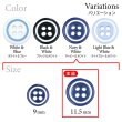 画像3: 四つ穴樹脂ボタン【ネイビー&ホワイト】11.5mm 10個入 丸型 ツートン 手芸 服飾 付け替え ボタンマート B-1775 (3)