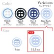 画像3: 四つ穴樹脂ボタン【ライトブルー&ホワイト】11.5mm 10個入 丸型 ツートン 手芸 服飾 付け替え ボタンマート B-1777 (3)