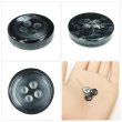 画像5: シェル調樹脂ボタン【ブラック】10mm 15個入 丸型 四つ穴 くぼみデザイン 手芸 服飾 付け替え きらきらぷんぷん丸 B-1787 (5)