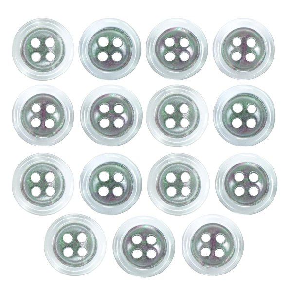 画像1: 樹脂ボタン シェル調【ブラック】11.5mm 15個入 丸型 四つ穴 クリアリム 手芸 服飾 付け替え ボタンマート B-1795 (1)
