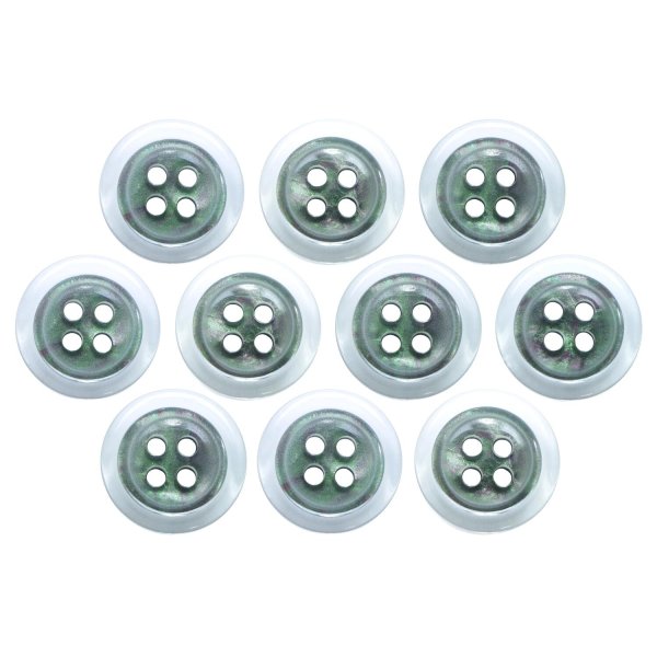 画像1: 樹脂ボタン シェル調【ブラック】15mm 10個入 丸型 四つ穴 クリアリム 手芸 服飾 付け替え ボタンマート B-1796 (1)