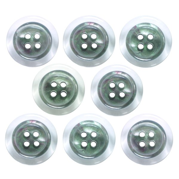 画像1: 樹脂ボタン シェル調【ブラック】18mm 8個入 丸型 四つ穴 クリアリム 手芸 服飾 付け替え ボタンマート B-1797 (1)