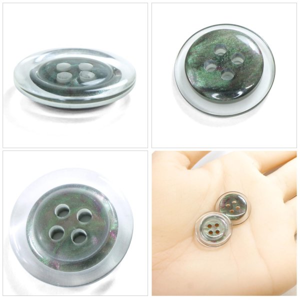 画像5: 樹脂ボタン シェル調【ブラック】18mm 8個入 丸型 四つ穴 クリアリム 手芸 服飾 付け替え ボタンマート B-1797 (5)