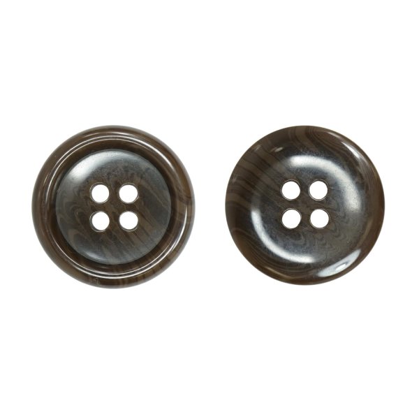 画像1: 樹脂ボタン マーブル調【ブラウン】20mm 8個入 四つ穴 リムあり 手芸 服飾 付け替え ボタンマート B-1816 (1)