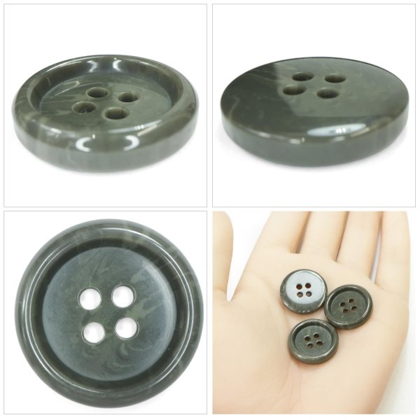 画像5: 樹脂ボタン マーブル調【オリーブグレー】20mm 8個入 四つ穴 リムあり 手芸 服飾 付け替え ボタンマート B-1818 (5)