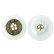 画像1: メタル装飾ボタン【ホワイト】21mm 6個入 丸型 4穴 アンティーク調 手芸 服飾 付け替え きらきらぷんぷん丸 B-1826 (1)