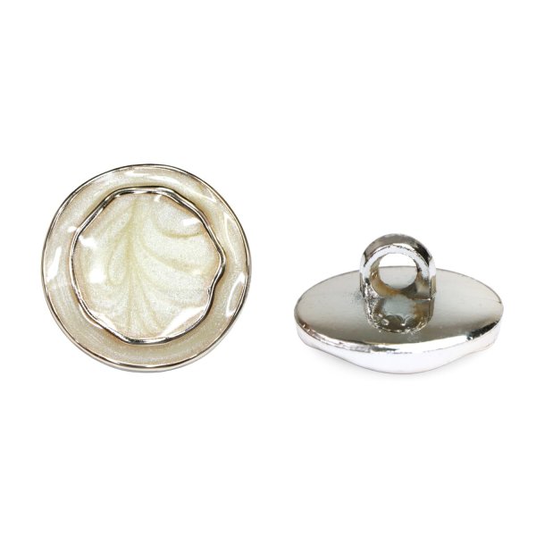 画像1: メタル調樹脂ボタン マーブル柄【アイボリー】18mm 8個入 丸型 足つき 手芸 服飾 付け替え きらきらぷんぷん丸 B-1843 (1)
