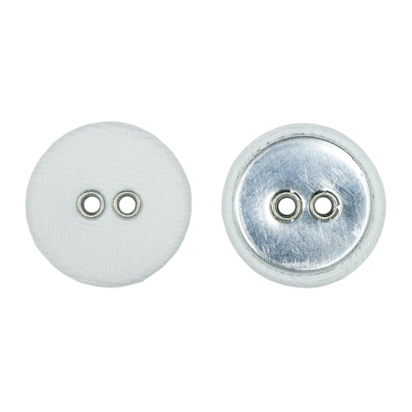画像1: 布張りボタン 二つ穴【ホワイト】18mm 8個入 丸型 裁縫 手芸 服飾 付け替え きらきらぷんぷん丸 B-1860 (1)